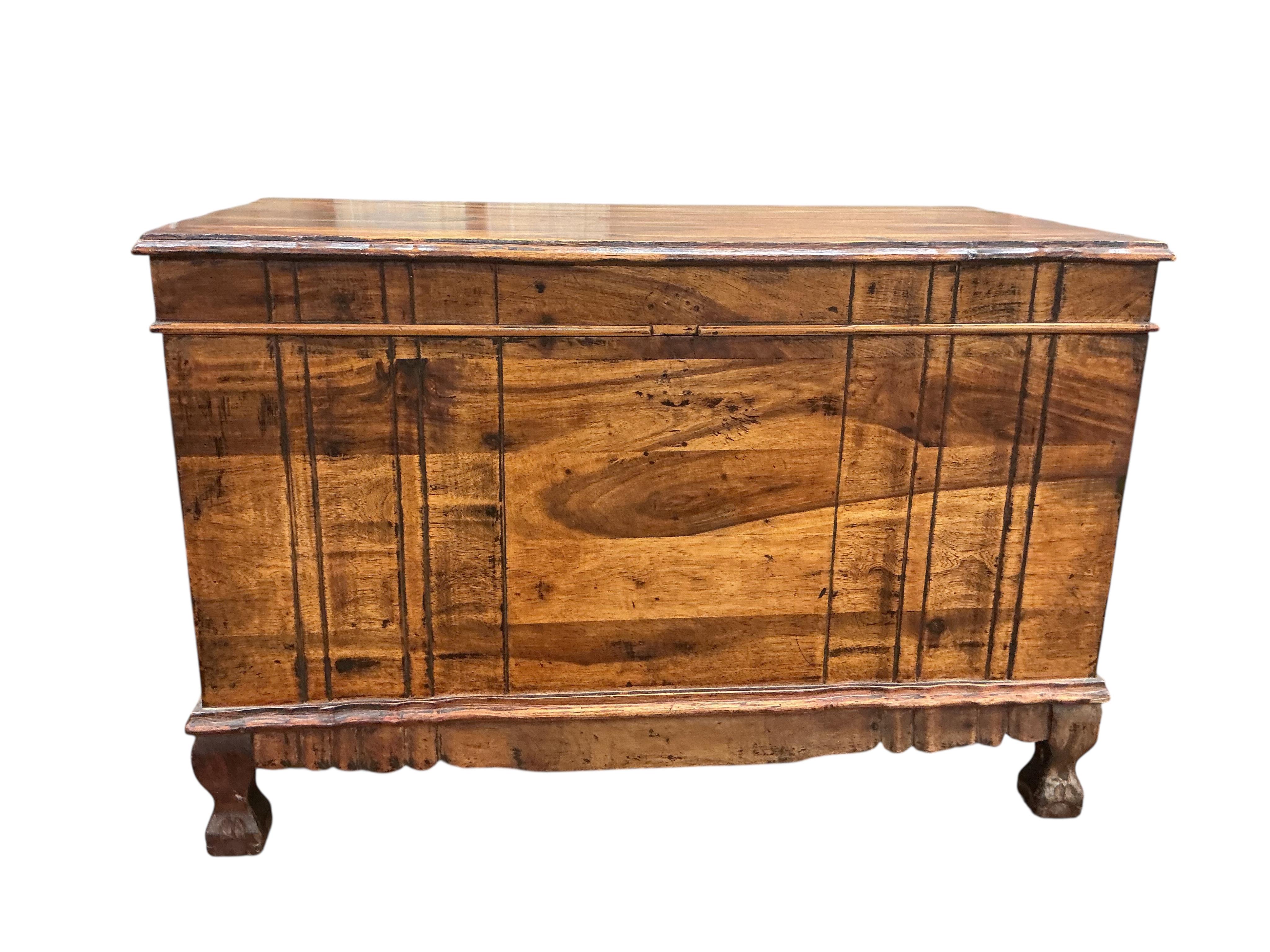 An 18th century style Portuguese cedar trunk, width 97cm, depth 52cm, height 65cm